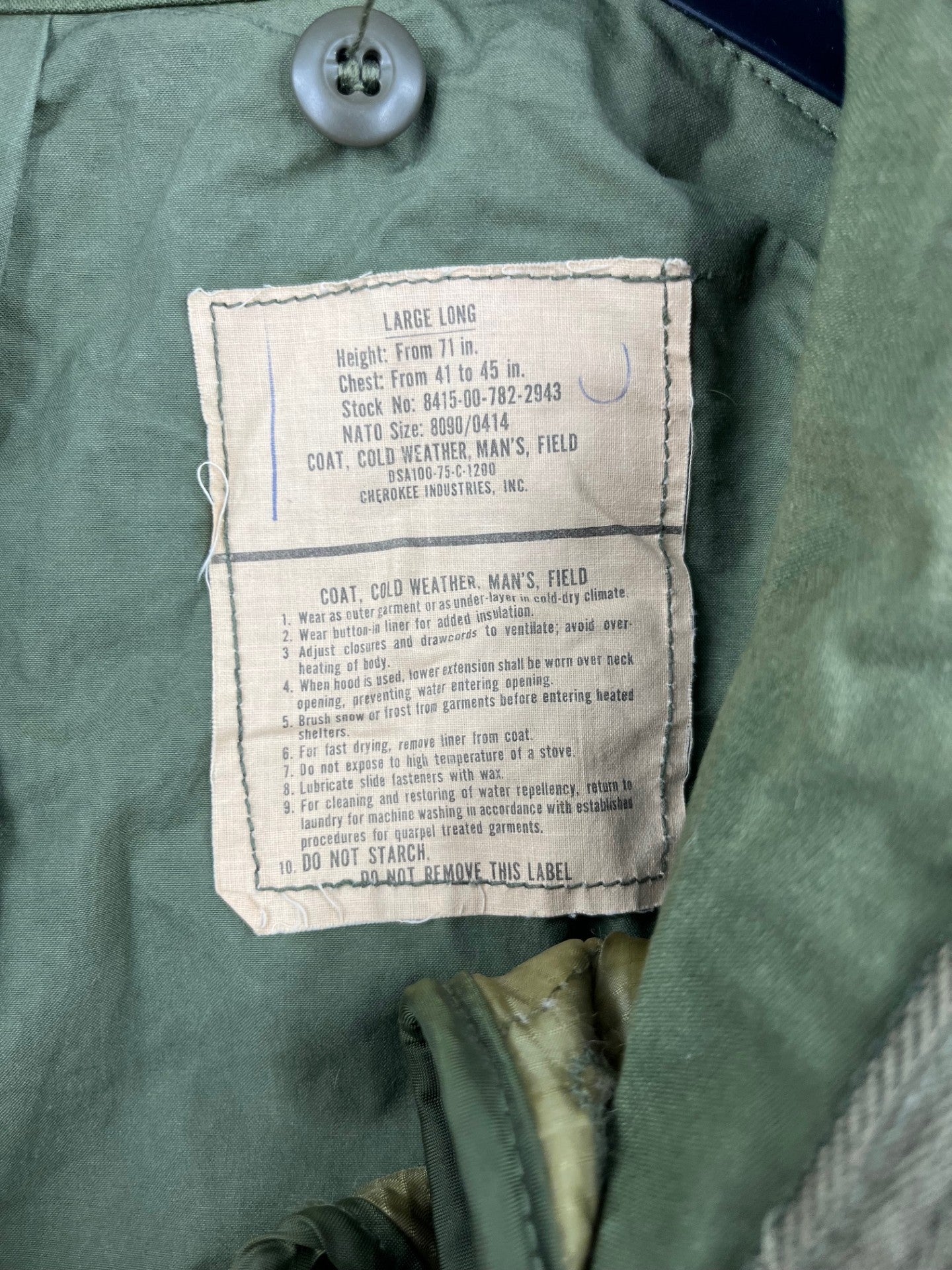 Vintage Post Vietnam War M-65 Field Jacket Size: Large - Long #3