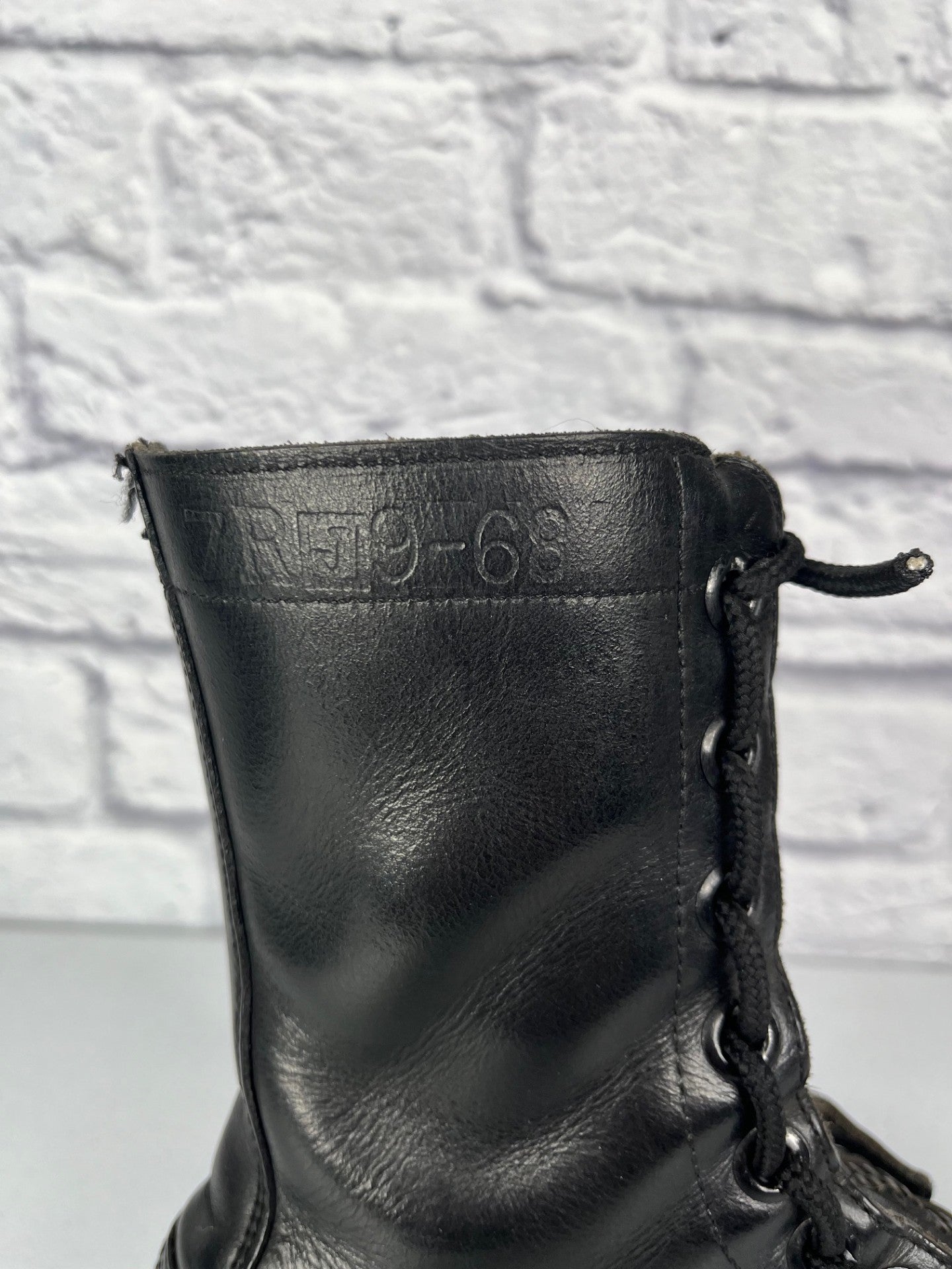 Vietnam Issue Black Leather Combat Boots w/ Zippers Size: 7R